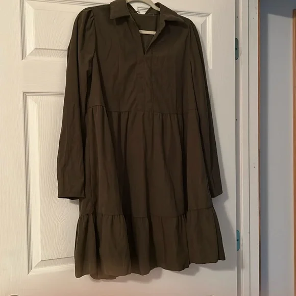 SHEIN | Dresses | Shein Ladies Dress Size L Green Color Long Sleeves  Corduroy Waist 44 Length 2 | Poshmark